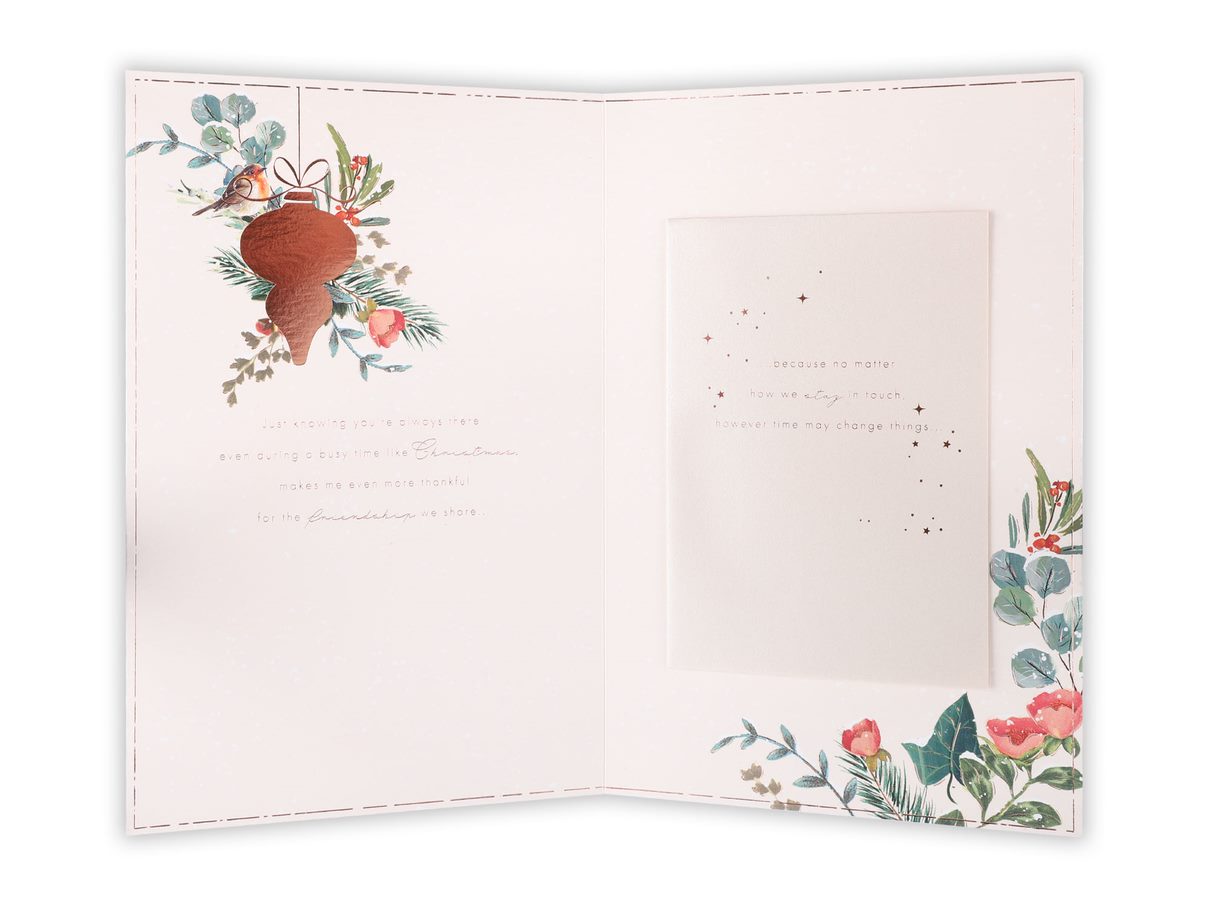 Friend Foilage And Robins Christmas Card