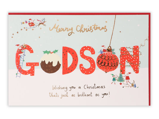 Godson Lettering and Tiny Characters Christmas Card